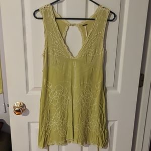 Free People lime green dress w embroidery lace